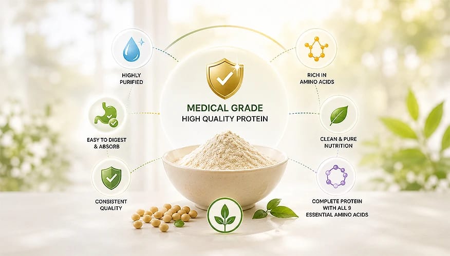 Medical grade high quality protein powder with 9 essential amino acids, easy to digest, clean and pure nutrition